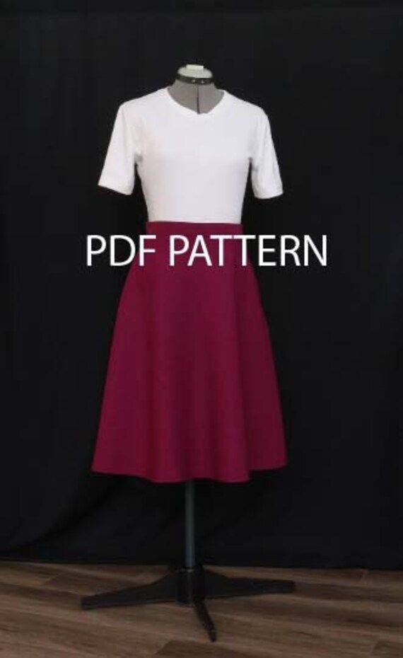 This FLARED SKIRT pattern with seam allowances is  timeless skirt. It "MUST HAVE" piece in your wardrobe. Make it black for classic look, or brighter color to be unique. Any shirt will look good with this skirt. For any occasion. Skirt length approximately 24-1/4 inches (61.5 cm).  Two types of grainlines represent in this pattern. Grainline placement relative to the fall of the flare: Grainline 1 - flares fall toward the side and side front-straight grainline. Need less fabric for pattern layou Flared Skirt Pattern, Flared Skirt, Skirt Pattern, Bright Color, Flare Skirt, Skirt Length, Paper Size, Easy Sewing, Classic Looks