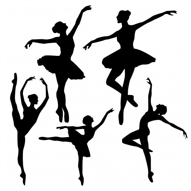 the silhouettes of ballet dancers in different poses