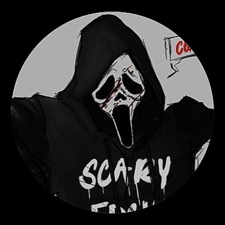 a person wearing a hoodie with the word scary on it's chest and mouth