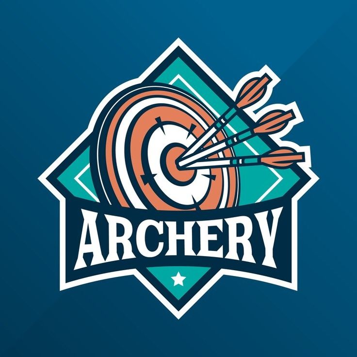 the archery logo on a blue background with arrows and an arrow in it's center