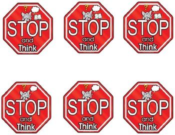 six stop signs with the words think and think inside them