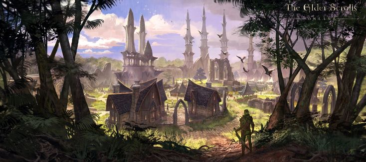 an artist's rendering of a futuristic city surrounded by trees and other things in the distance