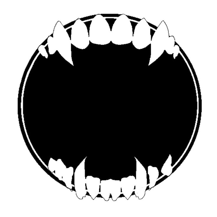 a black and white image of a teeth with fangs