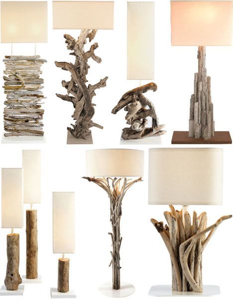 an instagram page with pictures of driftwood lamps