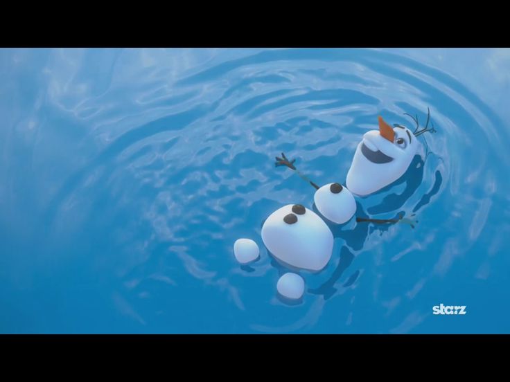 two snowmen are floating in the blue water