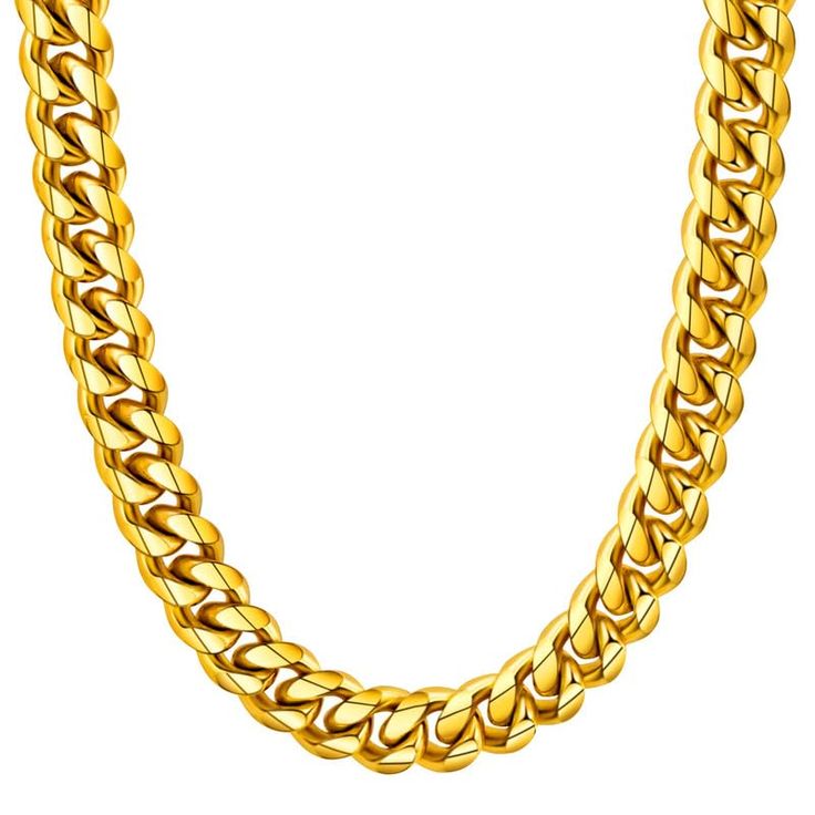 PRICES MAY VARY. Cuban Link Chain Necklace: The men's cuban link chain features a durable lobster clasp, which is sturdy for wear-not easy to break Materialand Size: 316L Stainless Steel/18K Gold/Black Metal Plated, Long-lasting, No Fade AND Non Tarnish. 6mm/8mm/10mm/12mm width, 18/20/22/24/26/28/30 inch length Strong Cuban Chain Men Necklace: Durable, Nickel-Free and Anti-Allergies, The surface of curb chain necklace is comfortable and smooth and won't scratch your neck, these cuban chains choo Yellow Gold Cuban Link Necklace Tarnish Resistant, Soujia Boy, Gold Stainless Steel Cuban Link Necklace, Gold Stainless Steel Cuban Link Chain Necklace, Gold Cuban Link Chain Necklace In Stainless Steel, Cheap Men's Gold Chain Necklace, Cuban Chain Men, Cuban Chains, Rapper Jewelry