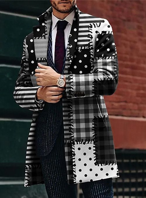 Graphic Jackets, Trench Coat Style, Coat Outfit, Coat Style, Polyester Jacket, Elegante Casual, Mens Plaid, Moda Vintage, Print Jacket