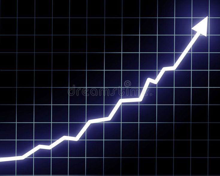 a line graph with an arrow going up in the dark royalty illustration