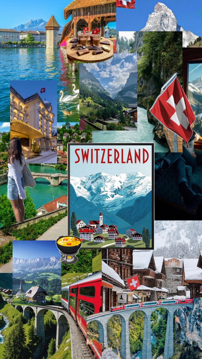 a collage of pictures with the name switzerland