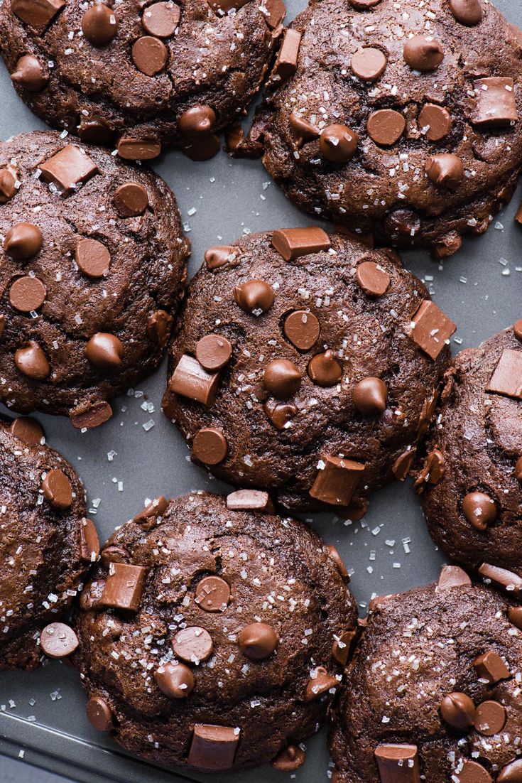 chocolate cookies with chocolate chips and sea salt