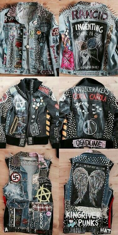 Punk Denim Jacket, Outfits Punk, 50 Dresses, Punk Fashion Diy, Jacket Diy, Diy Outfits, Look Grunge, Punk Rock Outfits, Crust Punk