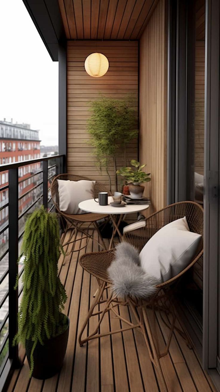 Optimize your small apartment patio with small apartment patio design inspirations. Explore budget-friendly decor ideas for a stylish and inviting outdoor haven. Long Narrow Balcony Ideas Apartment, Japandi Balcony Design, Balcon Mic, Balkon Decor, Tiny Balcony, Balcony Design Ideas, Modern Balcony, Balkon Design, Small Balcony Design