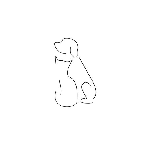 a black and white drawing of a dog