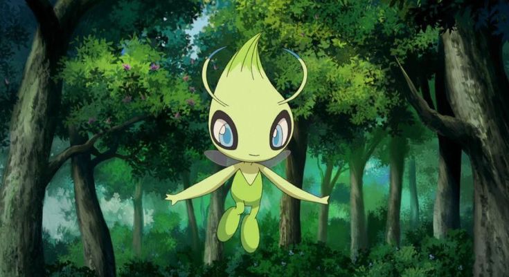 a cartoon character standing in the middle of a forest