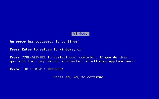 an old computer screen with the error message