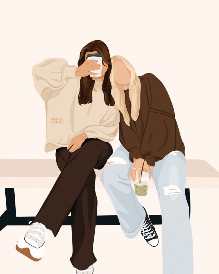 two people sitting on a bench drinking coffee