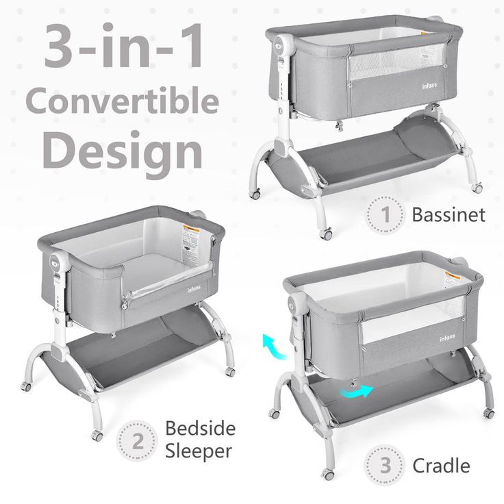 three different types of baby cribs with instructions