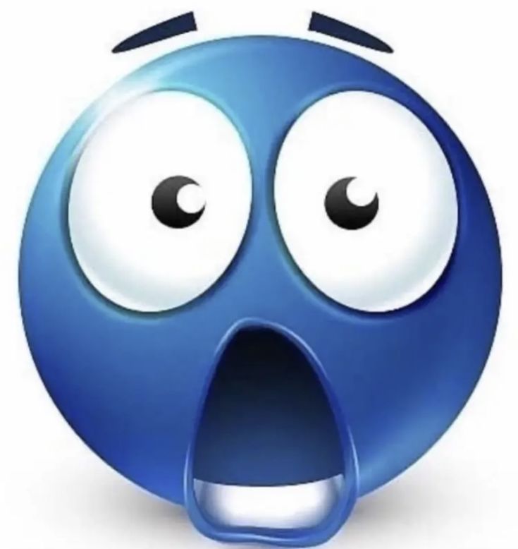 an emoticive blue smiley face with one eye open