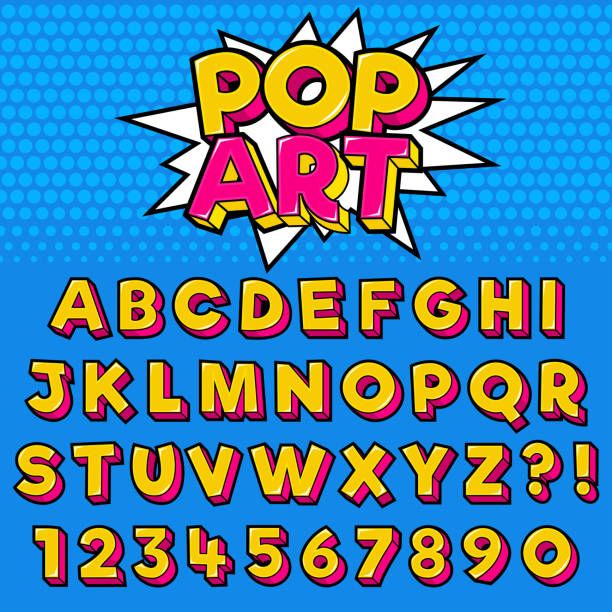 pop art font and numbers on a blue background