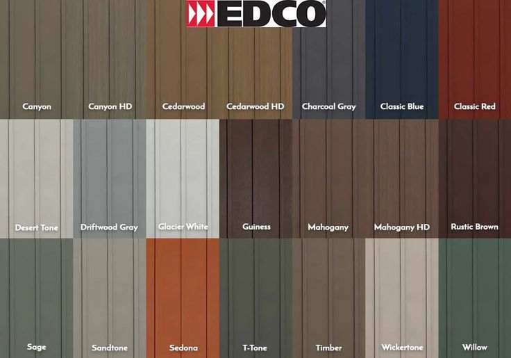 various colors of wood siding with the words edco on it