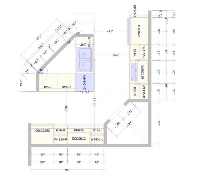 the floor plan for a kitchen and living room in an apartment with blueprints