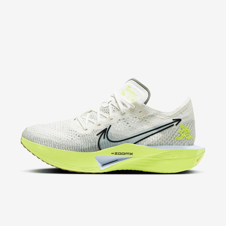 Catch ‘em if you can. Giving you race-day speed to conquer any distance, the Nike Vaporfly 3 is made for the chasers, the racers, the elevated pacers who can’t turn down the thrill of the pursuit. We reworked the leader of the super shoe pack and tuned the engine underneath to help you chase personal bests from a 10K to marathon. From elite runners to those new to racing, this versatile road-racing workhorse is for those who see speed as a gateway to more miles and more seemingly uncatchable highs. Nike White Trail Running Shoes For Marathon, Dynamic Nike Trail Running Shoes For Marathon, Nike Vaporfly, Nike Runners, Racing Shoes, Road Racing, Race Day, The Leader, Nike Shoes