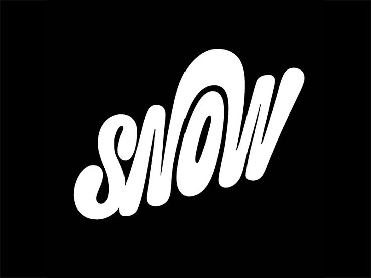 the word snow written in white on a black background