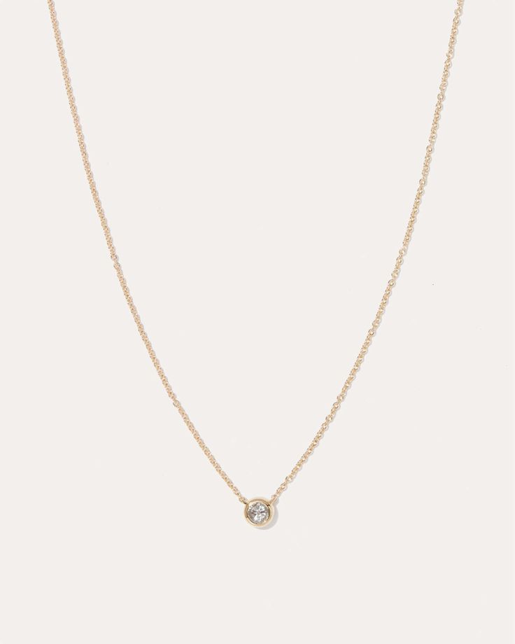 14K Gold Diamond Bezel Necklace | Quince Bezel Diamond Necklace, Floating Diamond Necklace, Bezel Necklace, Dainty Gold Necklace, 14k Gold Necklace, Tennis Necklace, Gold Necklaces, Bezel Diamond, Diamond Sizes