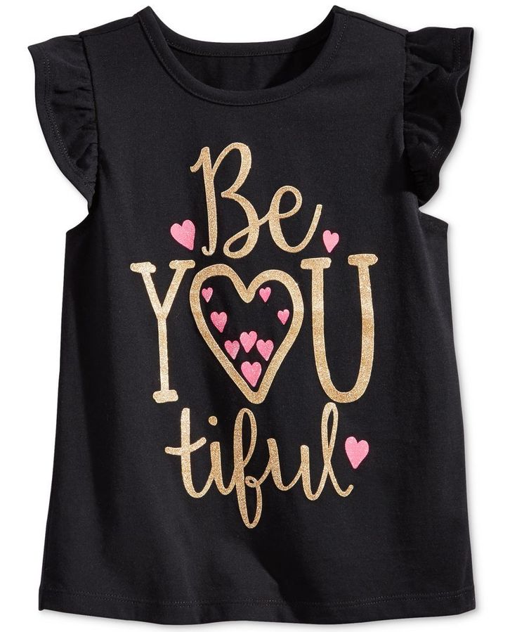 Epic Threads Little Girls' Flutter-Sleeve Graphic-Print T-Shirt, Only at Macy's Vinyl Shirts, Valentines Shirt, Girls Tees, Diy Shirt, T Shirts With Sayings, Vinyl Designs, Shirt Ideas, Personalized T Shirts, Shirts With Sayings