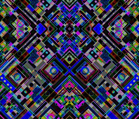 an abstract pattern made up of squares and rectangles in blue, green, pink, yellow and purple