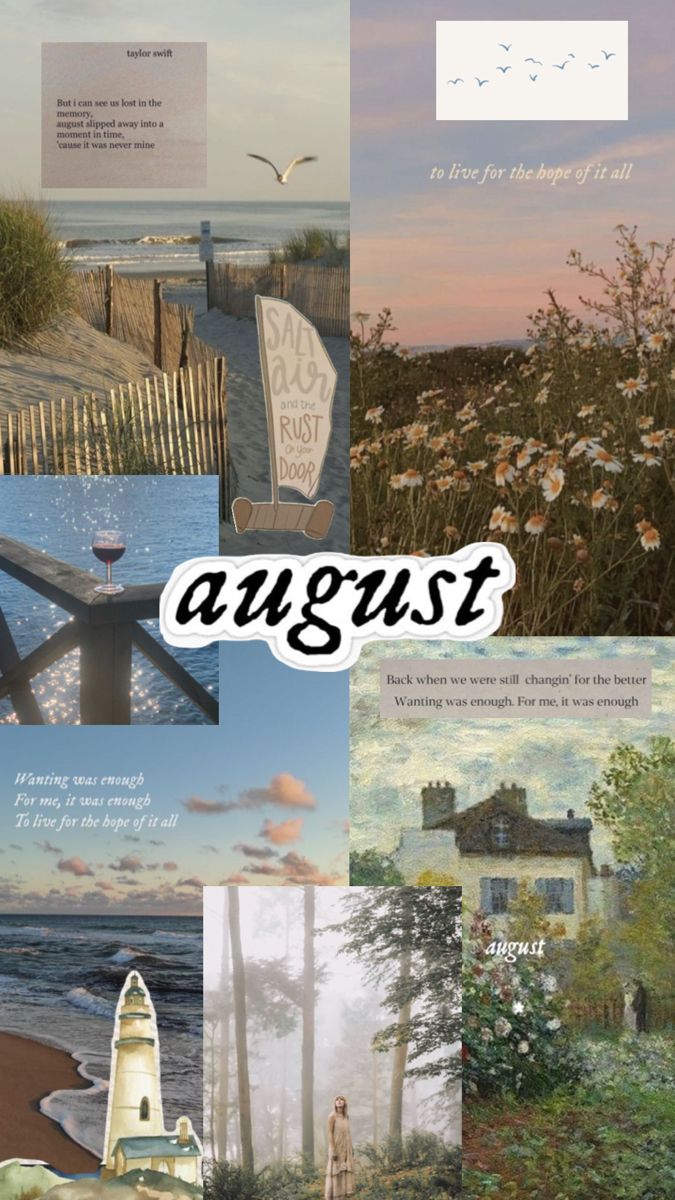 a collage of images with the words august