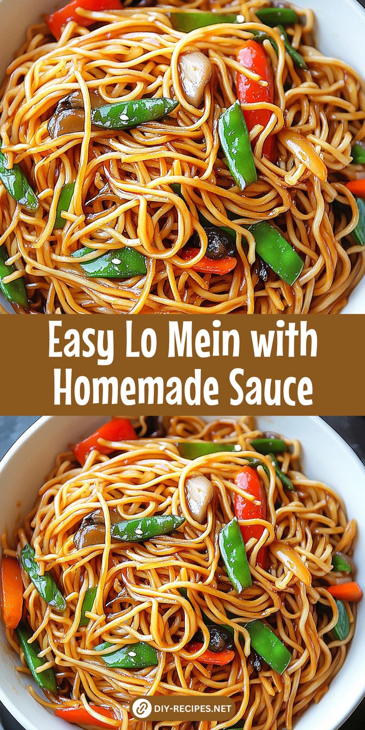 easy lo mein with homemade sauce in a bowl