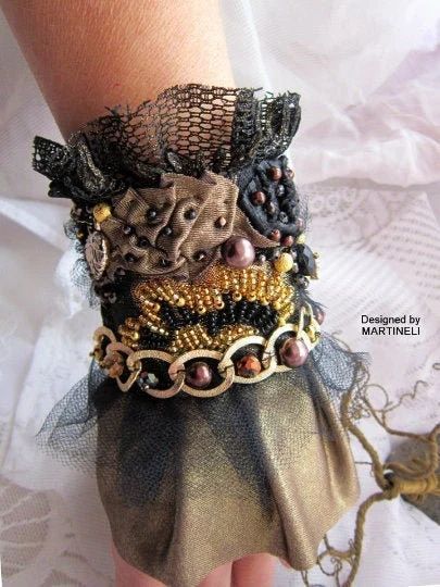 Handmade Cuff Bracelets For Weddings, Handmade Bohemian Cuff Bracelet For Wedding, Handmade Wearable Art Bracelet For Party, Handmade Adjustable Cuff Bracelet For Party, Handmade Wearable Art Bracelets For Party, Handmade Adjustable Cuff Bracelet For Parties, Unique Embroidered Jewelry For Party, Handmade Wedding Cuff Bracelet, Elegant Adjustable Decorative Bracelets