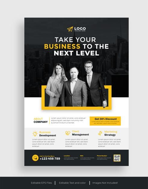 a yellow and black business flyer template