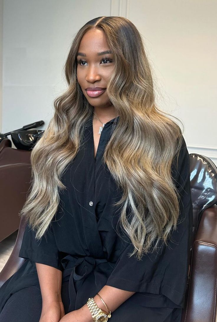 Honey Blonde Extensions Black Women, Bayalage Blonde Black Women, Blond Quick Weave Black Women, Fall Blonde Hair Color Black Women, Deep Wave With Highlights, Cool Toned Blonde Hair Black Women, Brown And Blonde Dimensional Hair, Savanna James Hair, Savannah James Blonde Hair