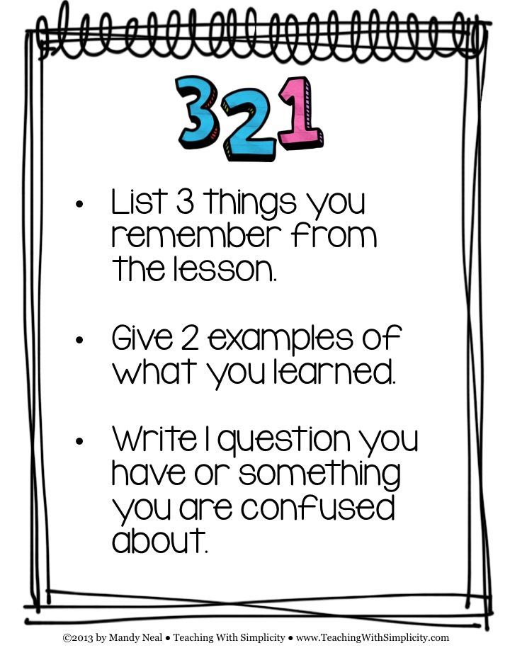 a sign that says, 32 list things you remember from the lesson give 2 examples of what you learned write i question you have or something you are confused about