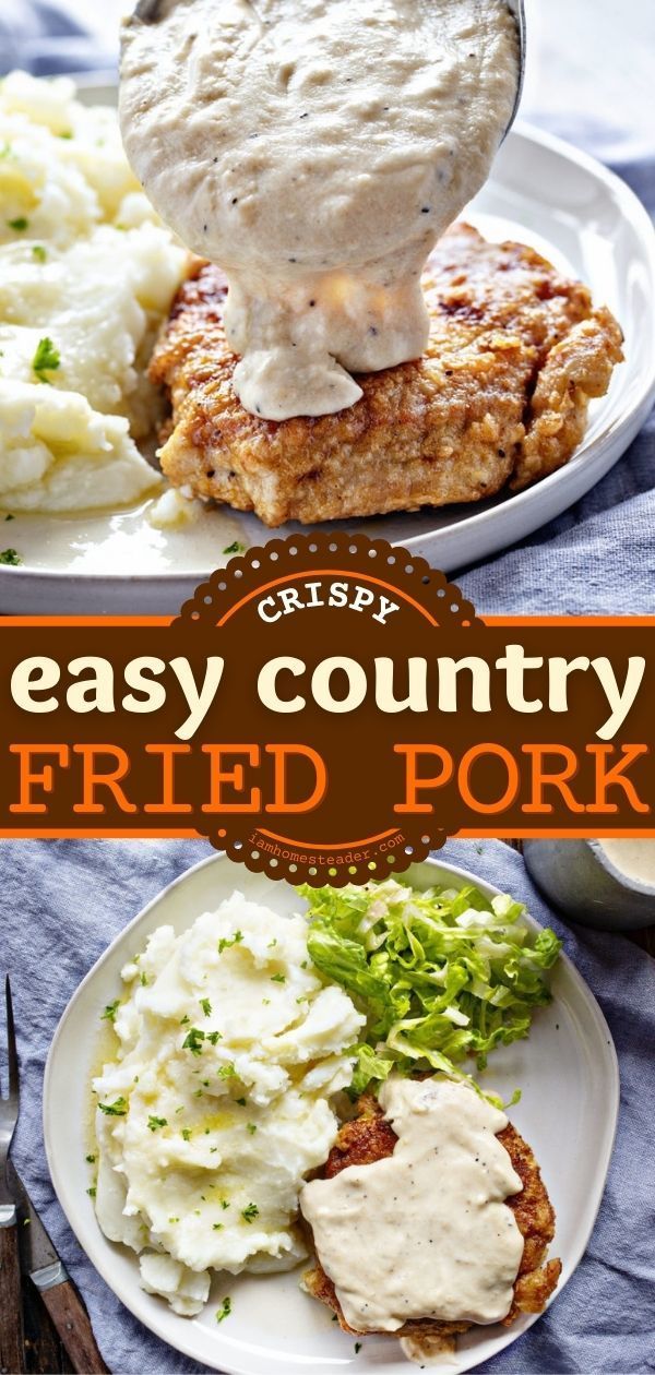 this is an easy country fried pork recipe with gravy and mashed potatoes