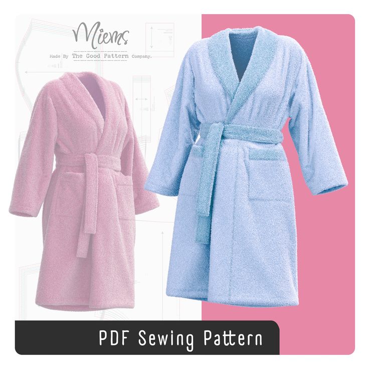 This pattern and sewing guide will assist you in creating a soft and cozy shawl collar bathrobe. Perfect for anyone passionate about sewing, even if you are a beginner. The guide is filled with detailed step-by-step instructions with illustrations, and helpful tips, to assist you in making your bathrobe. The shawl collar dressing gown, which features two front pockets and belt loops, is a classic that is perfect for lounging around the house, making it a staple in any wardrobe. By sewing the rob Sewing Guide, Summer Gowns, Cozy Flannel, Waffle Weave, Dressing Gown, Pdf Sewing Patterns, Helpful Tips, Shawl Collar, Easy Step