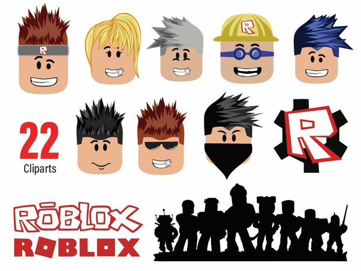 cartoon characters with different hair styles and expressions for robbox roblox logo design