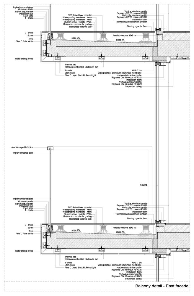 an architectural drawing shows the details of different sections