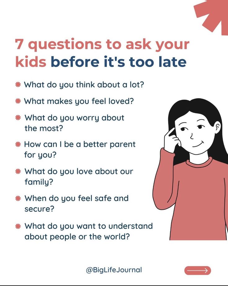 a girl talking on her phone with the text 7 questions to ask your kids before it's too late