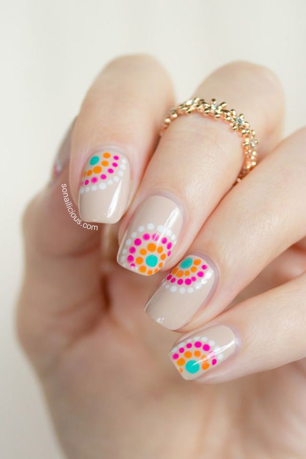 45 Warm Nails Perfect for Spring | Art and Design Polka Dot Nail Art Designs, Nail Art Mariage, Dot Nail Art Designs, Polka Dot Nail Designs, Dot Nail Designs, Polka Dot Nail Art, Nail Design Video, Pretty Nail Colors, Dot Nail Art