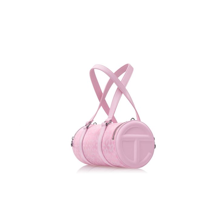 Medium Jacquard Telfar Duffle - Bubblegum Monogram Telfar Bubblegum, Telfar Duffle Bag, Bubblegum Telfar Bag, Telfar Duffle, Pink Functional Duffle Shoulder Bag, Boujee Style, Functional Pink Duffle Bag For On-the-go, Pink Y2k Purse, Pink Rectangular Duffle Bag For On-the-go