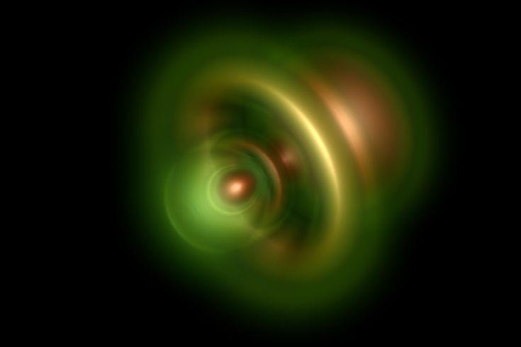 an abstract green and brown background with circles in the center, on a black background