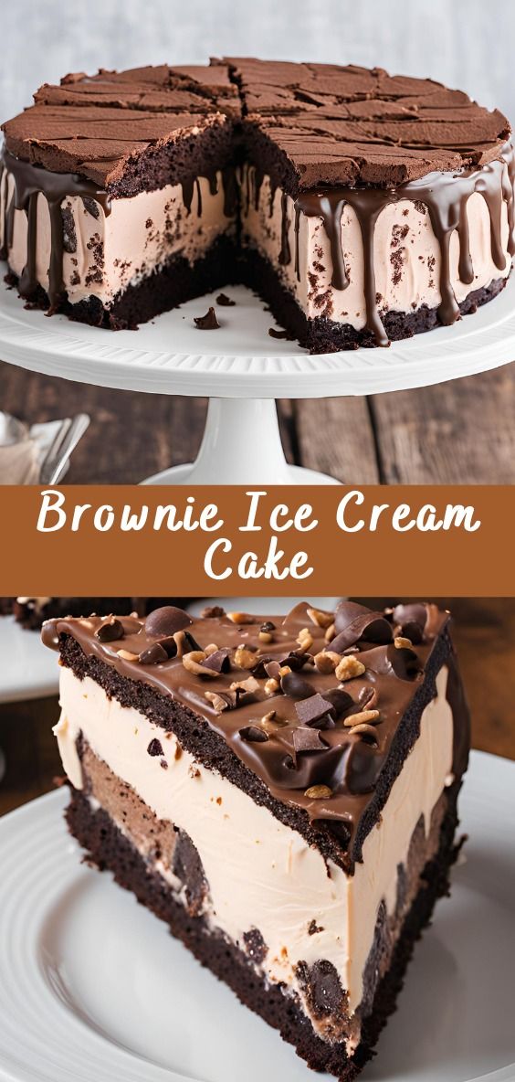 three different types of brownie ice cream cake