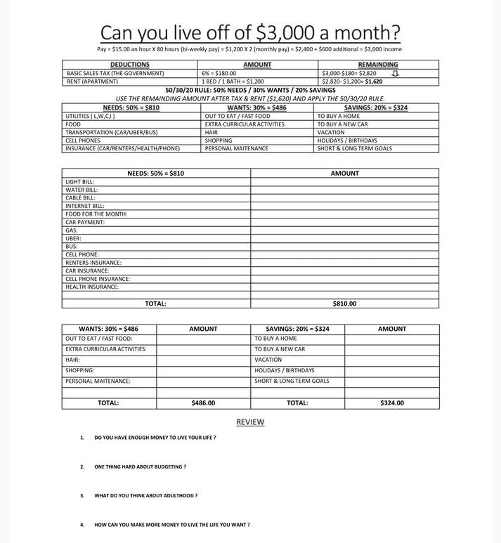 an invoice form with the words can you live off $ 3, 000 a month?