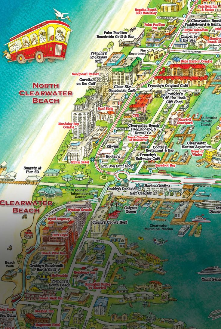 an illustrated map of the beach and hotels in san francisco, california on a sunny day