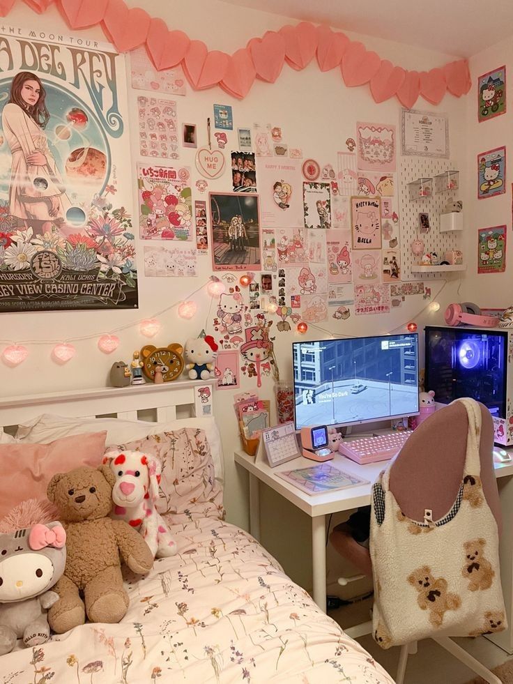 #kpop #shifting #aesthetic #pink #cutecore #kawaii #gorecore #mymelody #melody #my #pink #☆。* #cinnamoroll #hellokitty Sanrio Room, Hello Kitty Room Decor, Hello Kitty Rooms, Cute Bedroom Ideas, Pinterest Room Decor, Room Deco, Cute Bedroom Decor, Cute Room Ideas, Redecorate Bedroom