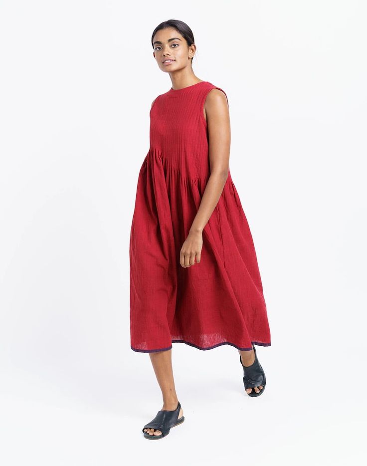 World of Crow Red Pleated Midi Dress Turtleneck Midi Dress, Midi Shift Dress, Pleated Midi Dress, Red Midi Dress, Laid Back Style, Style Statement, High Point, Dress Details, Timeless Style