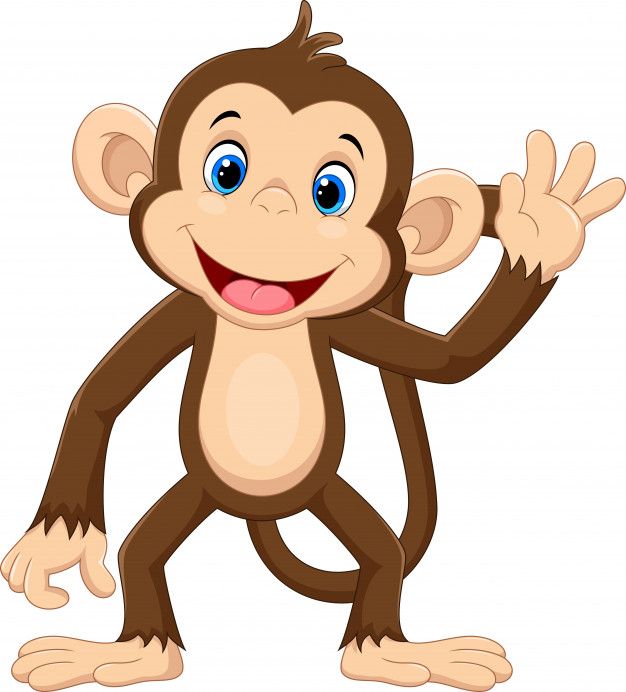 cute monkey cartoon waving and smiling